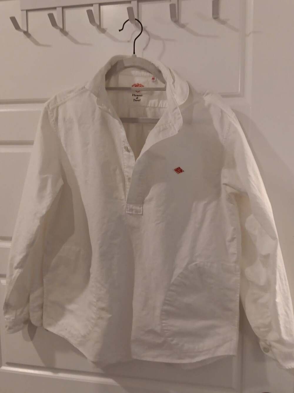 Danton Oxford Round Collar Pullover Long Sleeve Shirt White Size 38